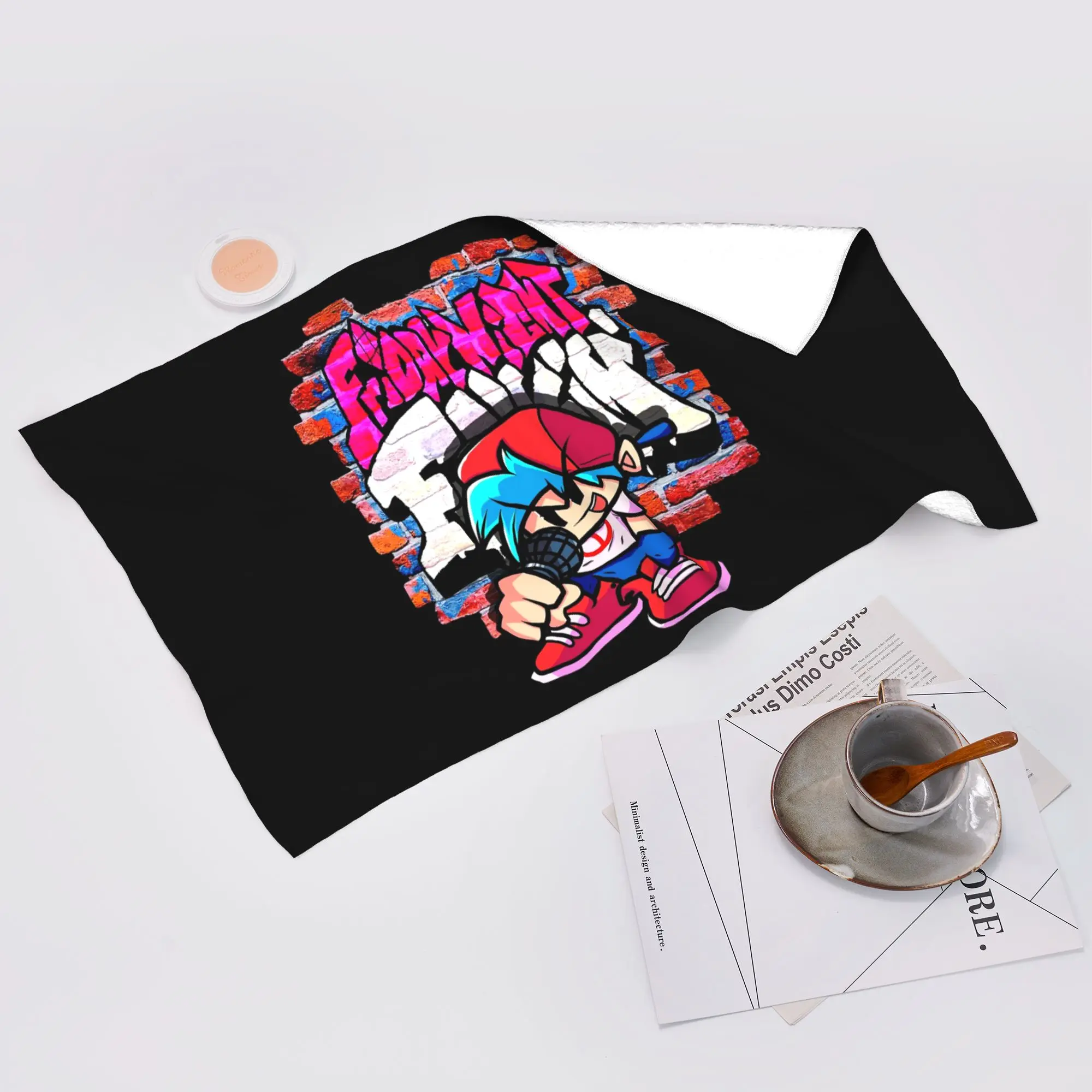 Custom BoyFriend FNF. Brick wall Soft Face Towel Quick Dry Pool Bath Cotton Towels Breathable