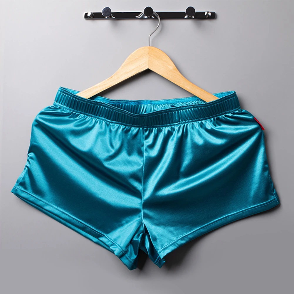 Boxer da uomo in raso di seta imitazione pantaloncini Homewear maschile morbido liscio lucido pigiama Bottoms uomo pigiama Lounge Pants Sleepwear