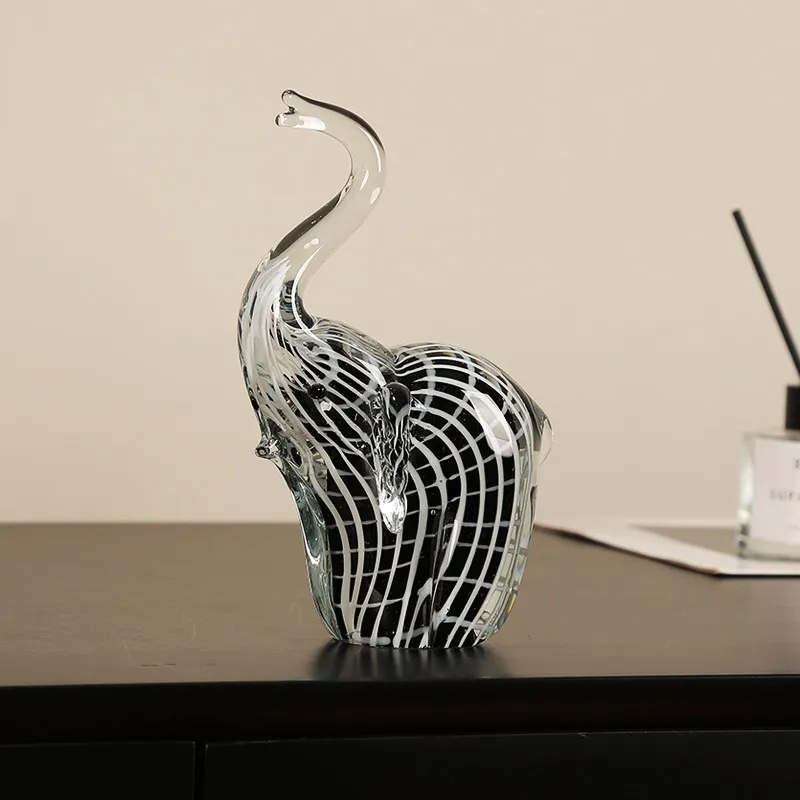 Modern minimalist elephant abstract square glass ornament living room entrance hotel office light luxury high-end decoration