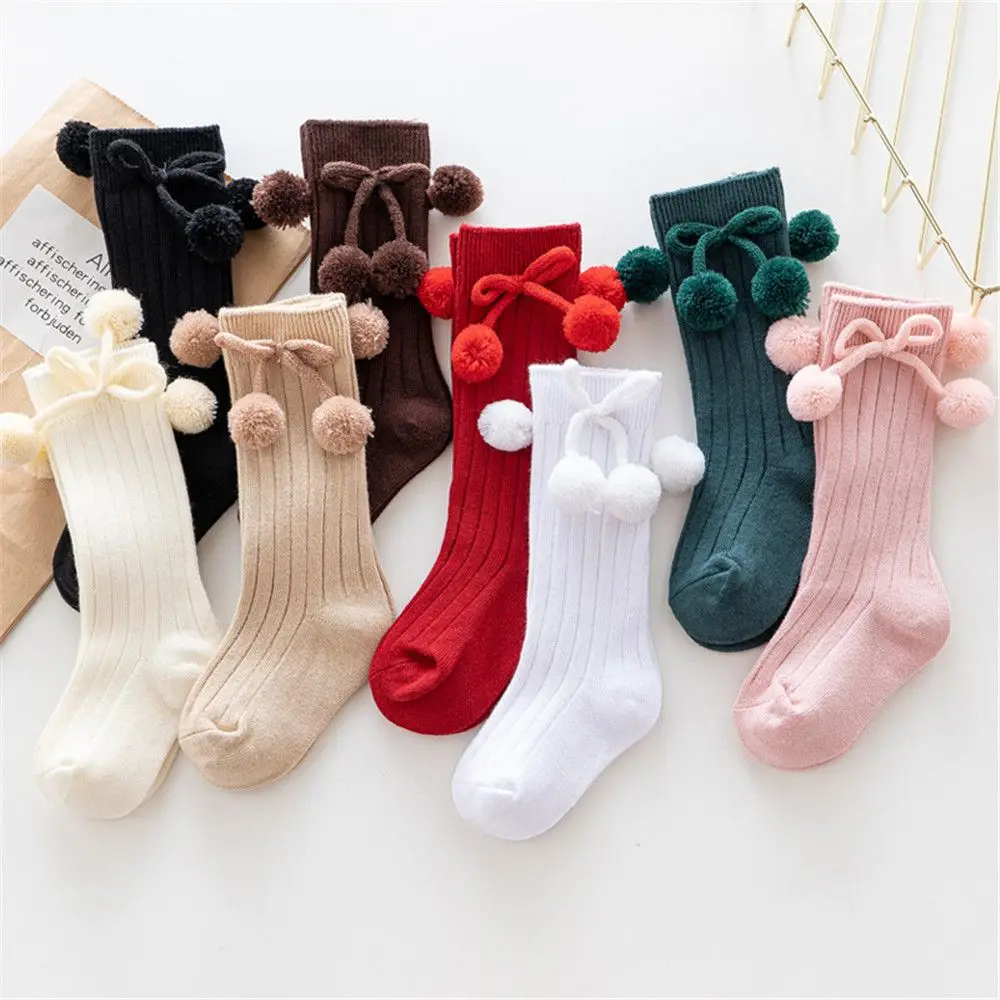 

1 Pair Baby Accessories Infant Toddler Kids Children Baby Socks Pompom Socks Cotton Leg Warmers