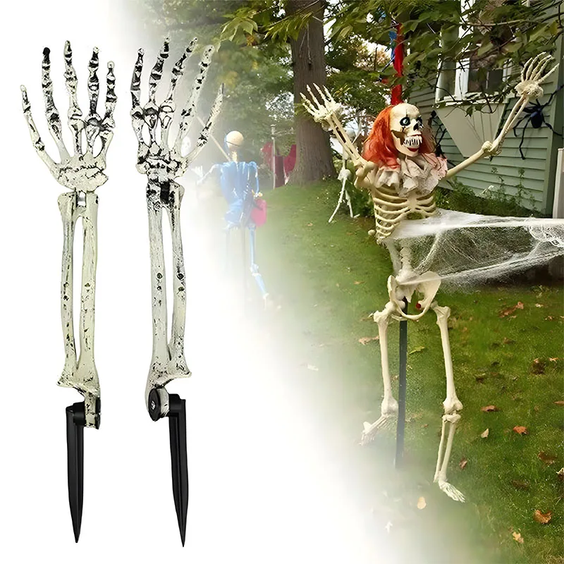 1-4pcs Halloween Imitation Hand Bone Skeleton Halloween Yard Floor Inserted Ghost Hand Hand Bone Ghost Festival Dress Up Props