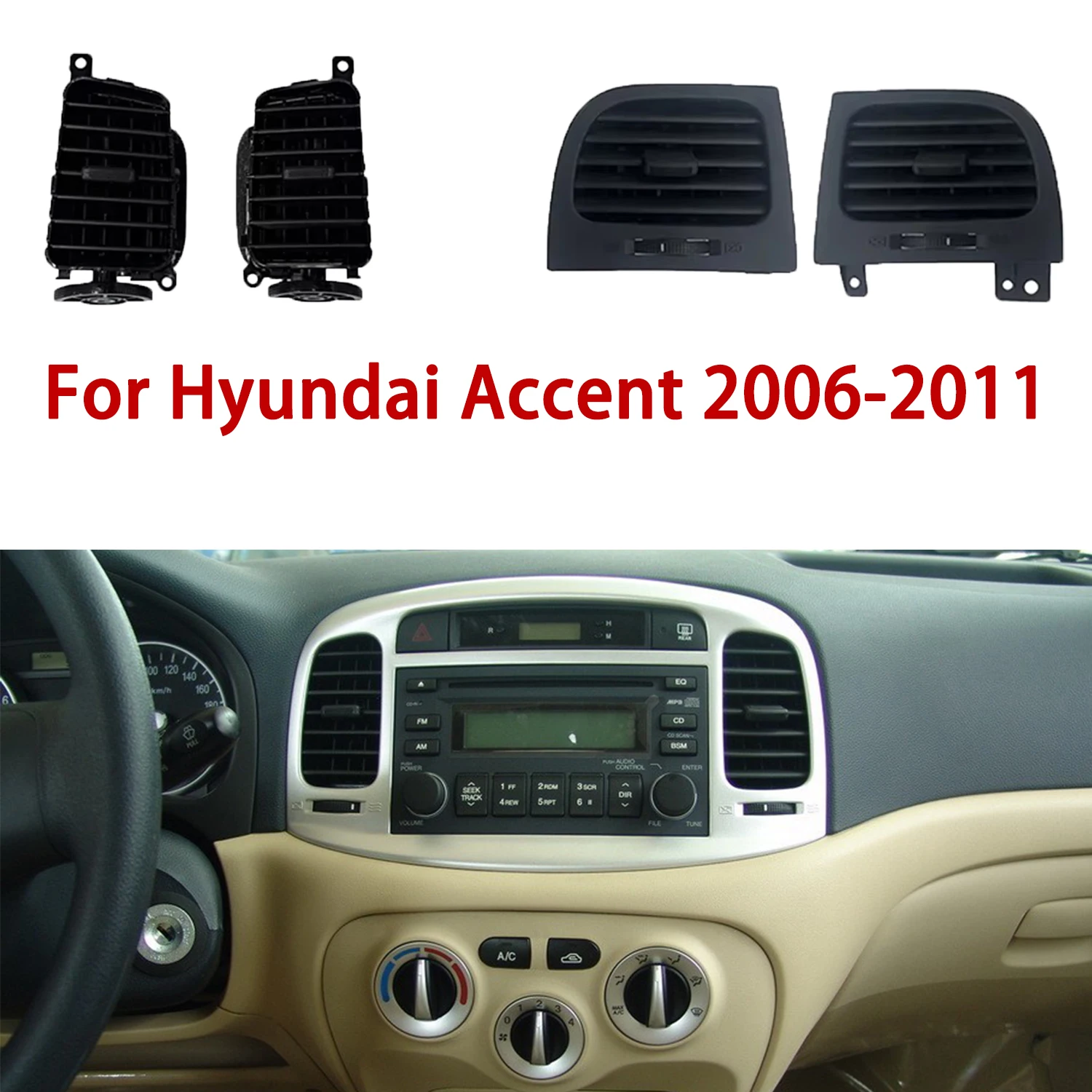

1/2Pcs/4pcs 974101E000 974201E000 For Hyundai Accent Hatchback Front Central Dashboard Air Vent Outlet Grill Panel 2006-2011