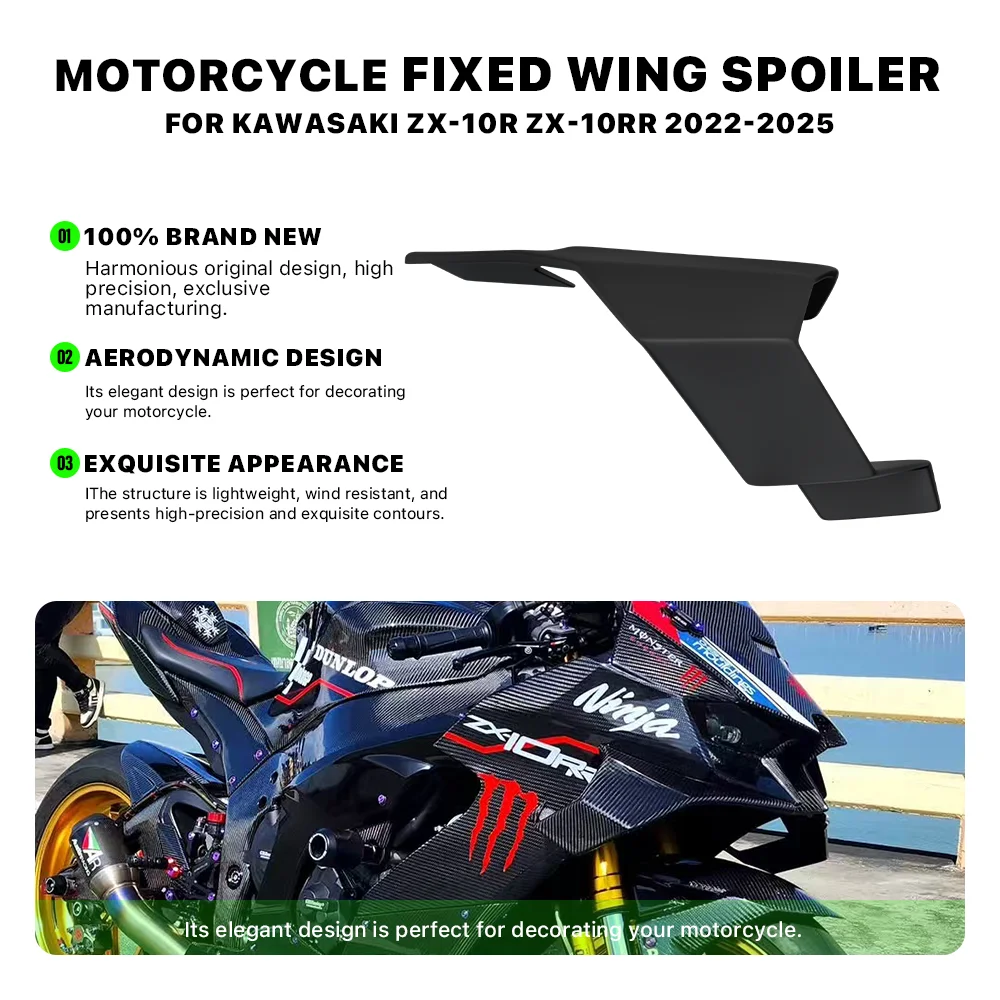 

For Kawasaki ZX-10R ZX-10RR 2022-2025 Motorcycle high-quality abs aerodynamic fixed wing spoiler windshield wing winglet aileron
