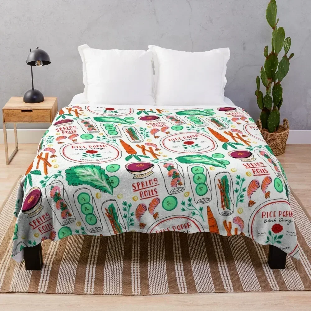 Manta portátil ligera con diseño de Rollitos de Primavera Vietnamitas para viajes y camping