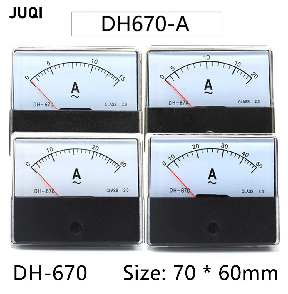 Pointer type AC ammeter DH-670-A 30A 50A 100A 150A 200A 250A 300A 400A 500A 600A Rectangular Ampere Needle Panel Meter