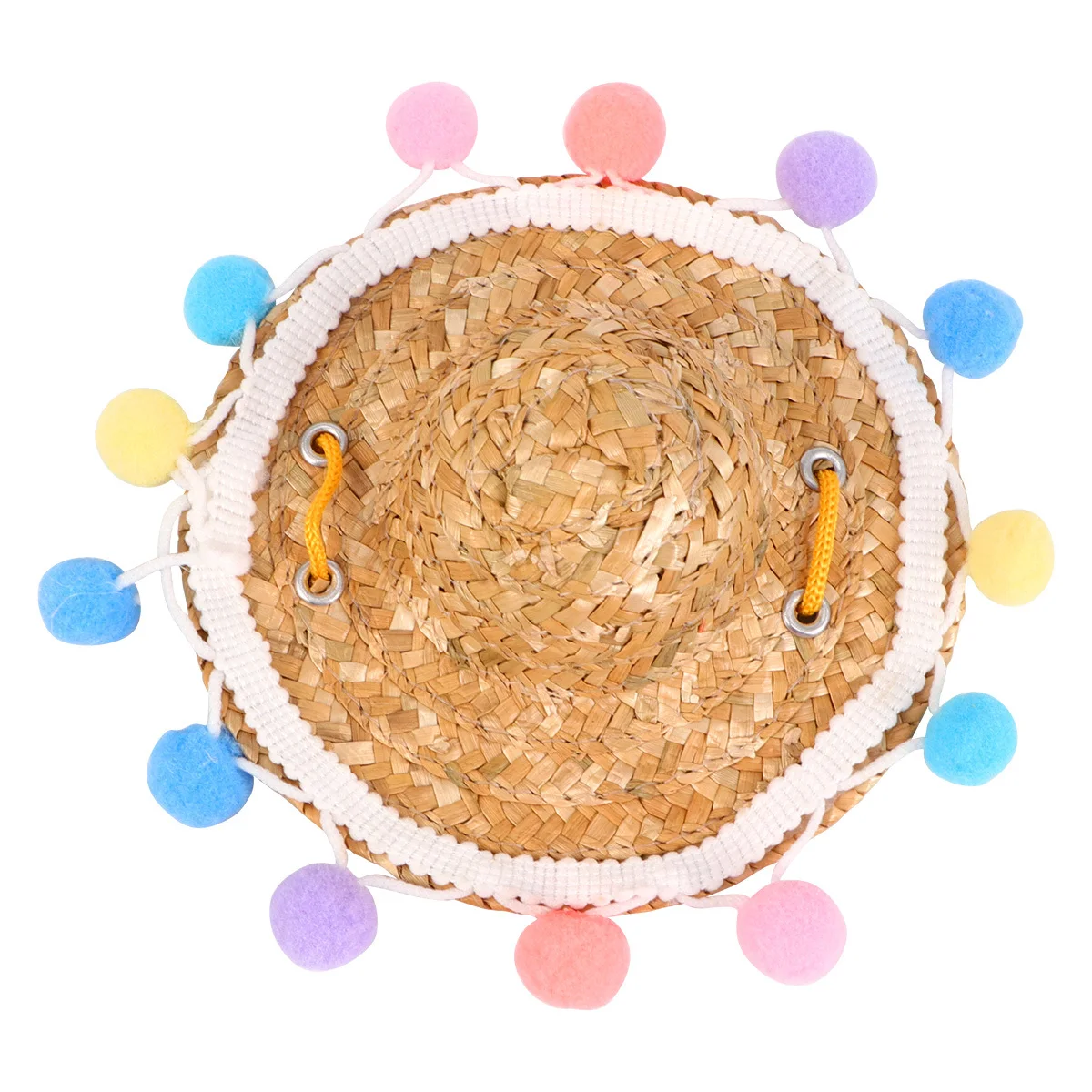 1Pcs Pet Bamboo Hat Creative Straw Woven Design for Cats Dogs Sun Protection Lightweight Breathable Hat for Vacation Photo Props