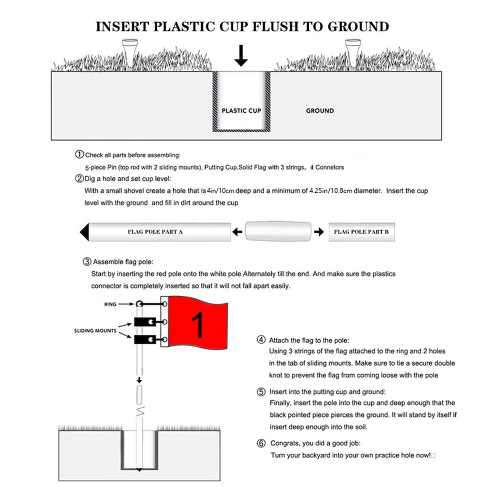 

Флагшток и флаг для гольфа, портативный, 5-секционный, для гольф-полей, для гольф-тренажеров, для начинающих игроков в гольф-клубах