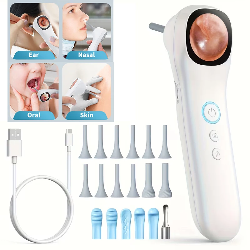 Ear Camera with 1.21” Screen 1080P HD Ear Clean with 4 LED Lights Camera for Adults Kids and Pets Support Photo Video Type-C USB