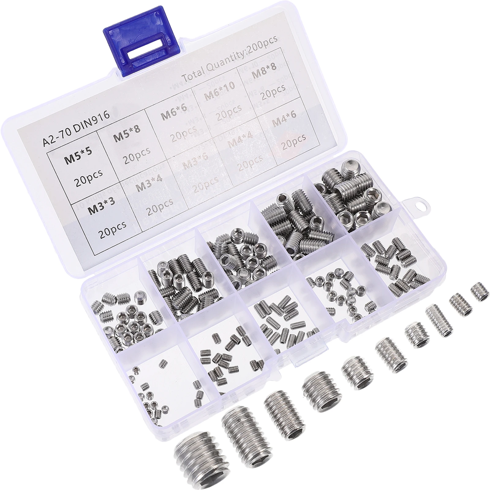 

1 set Hexagon Set Screw Assortment Kit Headless Grub Small Door 304 Stainless Steel Machine Screws