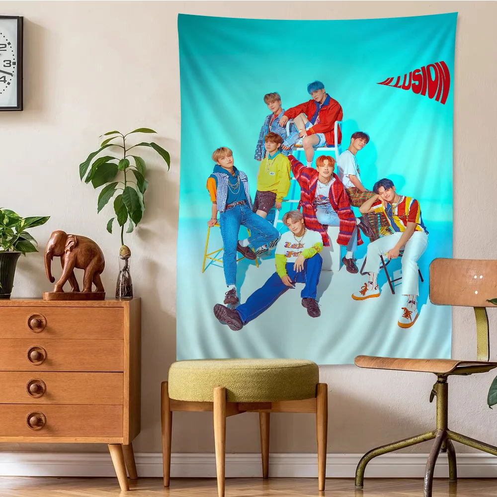 ATEEZ KPOP Colorful Tapestry Wall Hanging Bohemian Wall Tapestries Mandala Wall Hanging Sheets