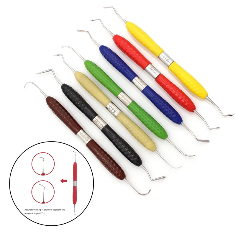 Dental Resin Filler Aesthetic Restoration Kit Dentistry Tools Fit For Resin Knife Plastic Dresser With Silicone Handle