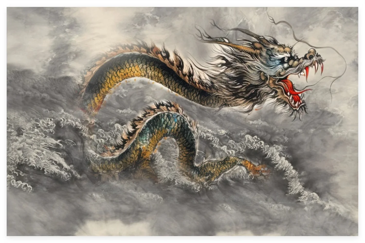 Custom size mural Chinese art dragon ink TV sofa background wall angry sea dragon hanging painter house decoration 3d wallpaper