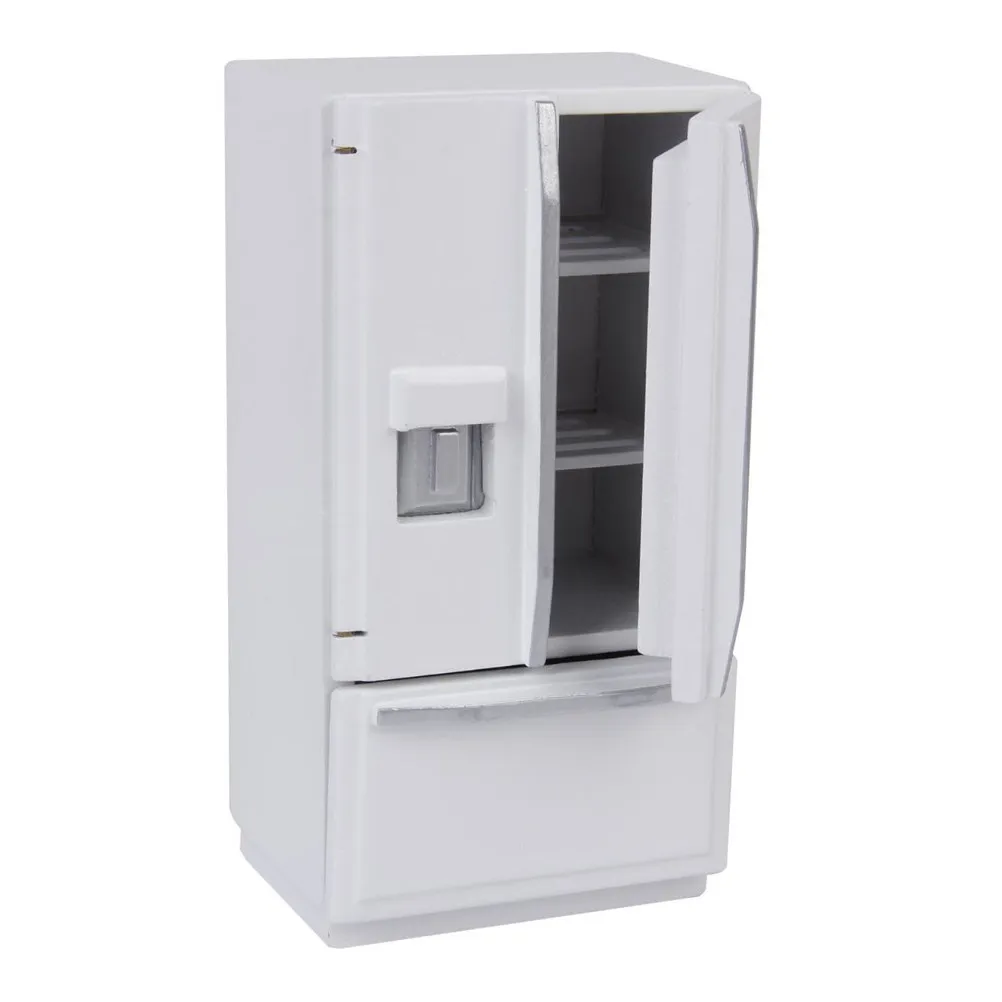 1Pcs Wooden Mini Refrigerator for Dollhouse Living Room Eco Friendly Simulation Kitchen Appliance with Working Doors Drawers