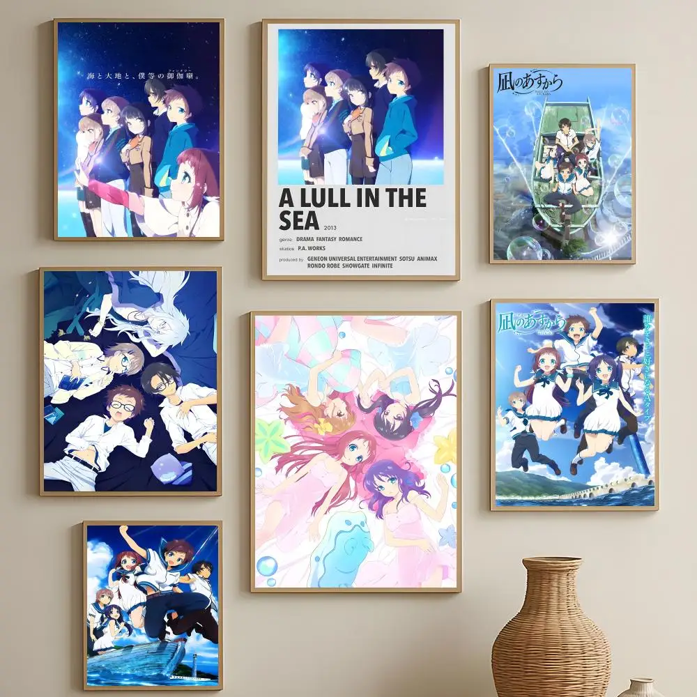 Anime Nagi-Asu A Lull in the Sea Poster HD, selbstklebende, wasserfeste Wandkunst, einfach anzubringen, Dekoration für mehrere Szenen