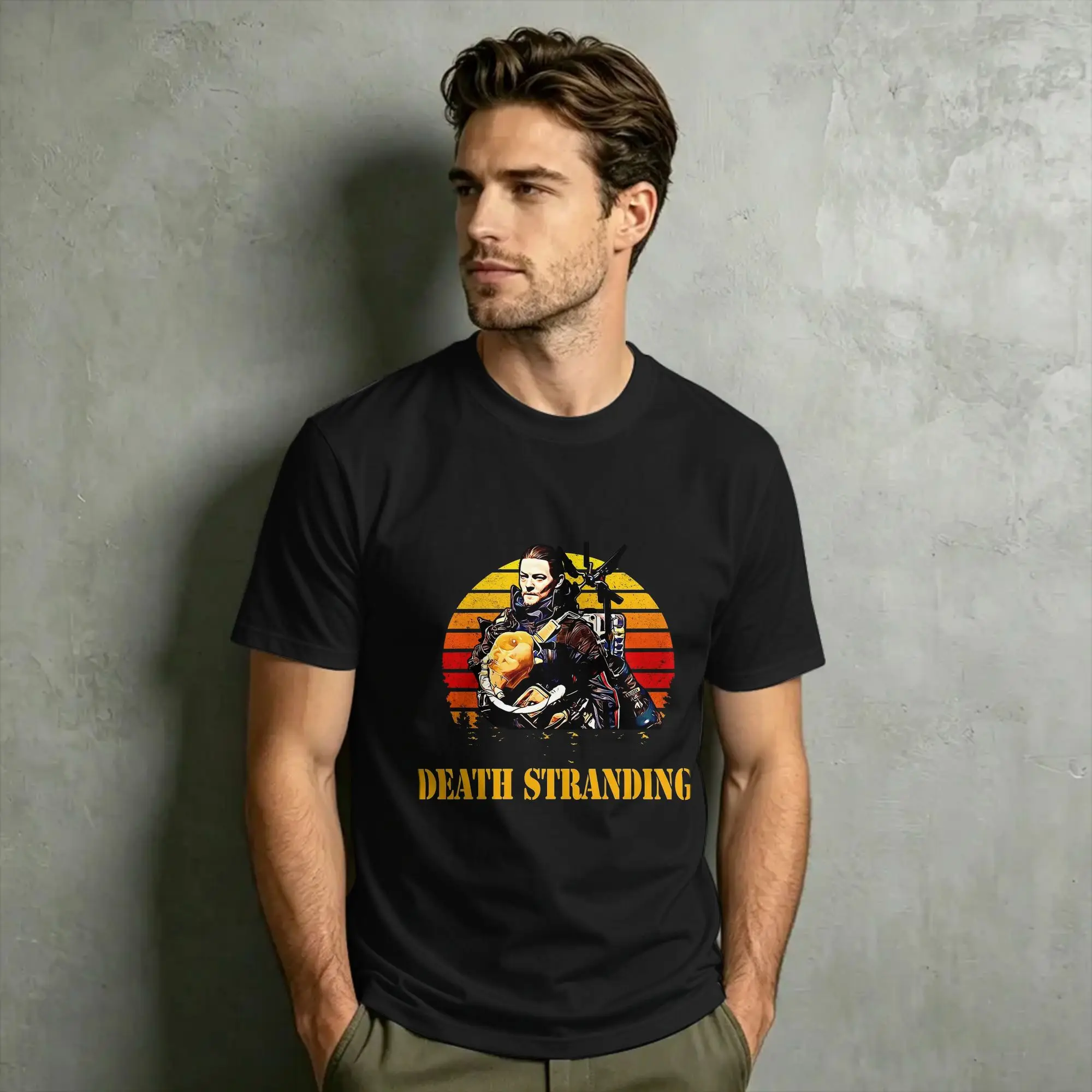 Retro Death Stranding game for fans T Shirt Men Women's Cotton Vintage T-Shirts O Neck  Tee Shirt Short Sleeve Tops Gift Idea