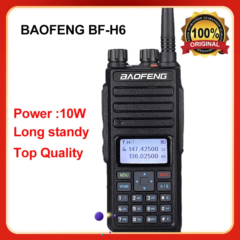 BAOFENG-BF-H6 Walkie Talkie, Amateur, 20km hohe Leistung, Ham Radios Transmitter, Long Standy, Zwei-Wege-Radio, Com unica dor