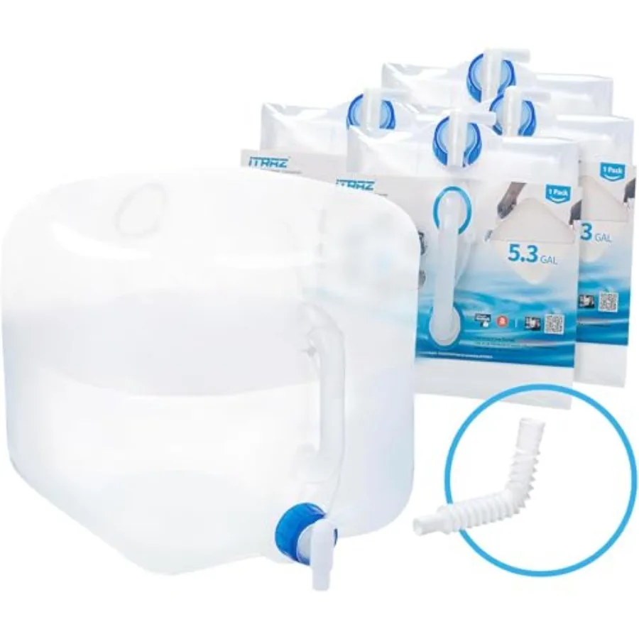 

Складная емкость для воды 4×5,3 галлона, без бисфенола-А, для кемпинга, с краном, для походов, пикников, автодомов и активного отдыха