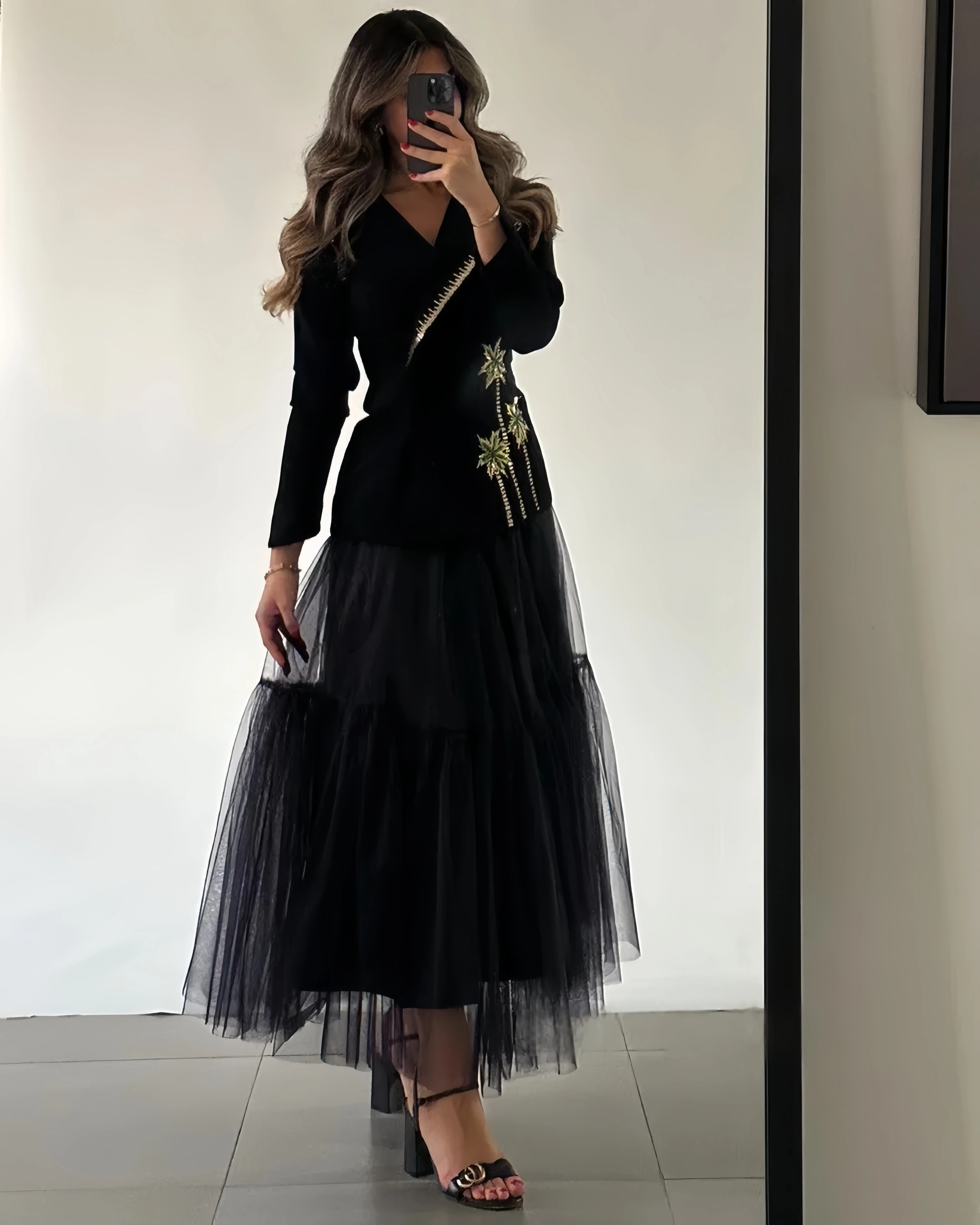 JDY Abito longuette con scollo a V floreale a pieghe in maglia di alta qualità su misura Abito da sera classico stile moderno squisito