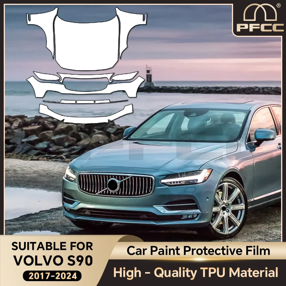

9MILFor Volvo S90 2017-2024 Paint Protection Film Anti-scratch Car Body Clear Bra Pre-cut PPF Resistant Invisible Repairable Kit