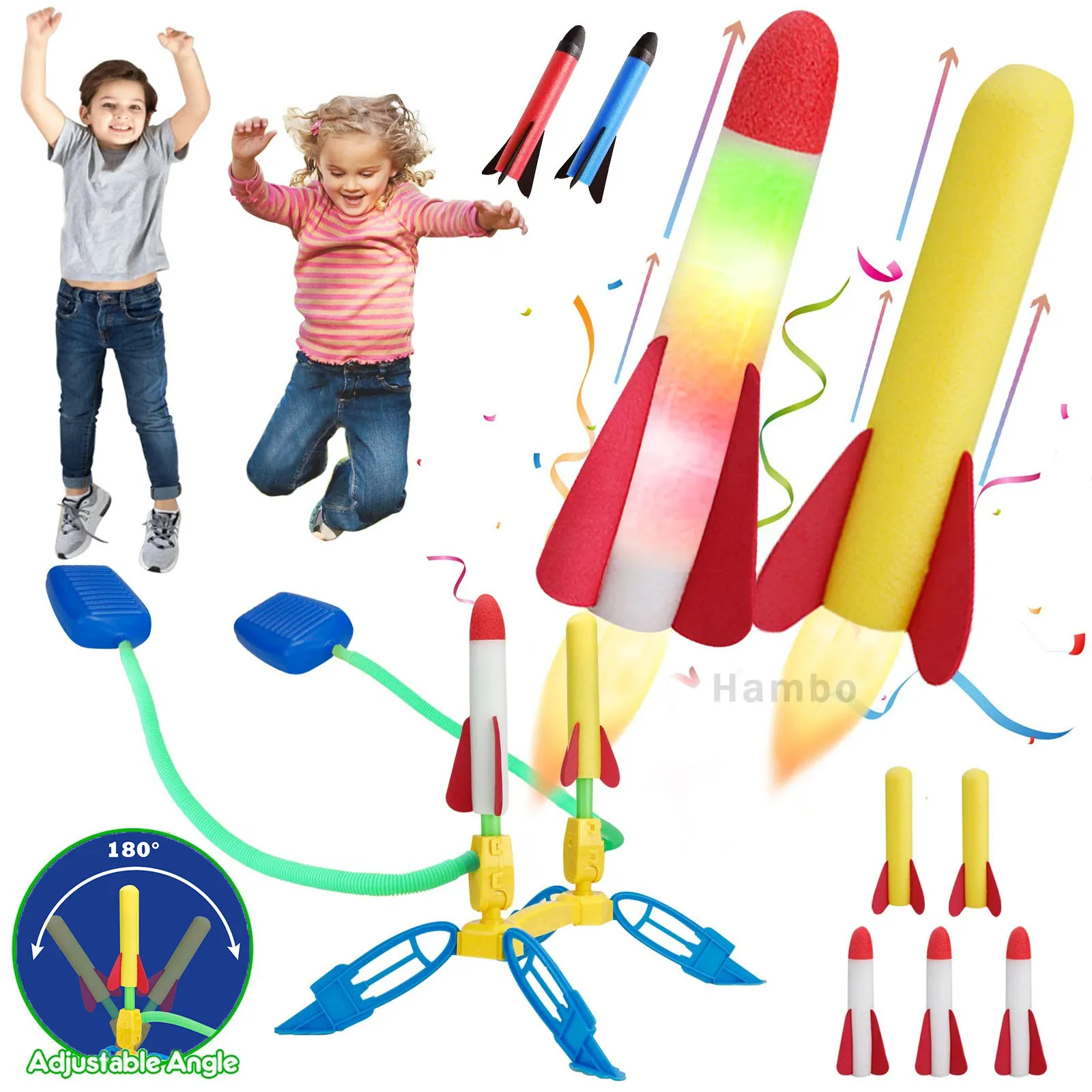 Flying Rocket Launcher Toy for Children Jump Pump Launching Eva Foam Soaring Rocket Parent Child Sports Toys Outdoor Fun Sports