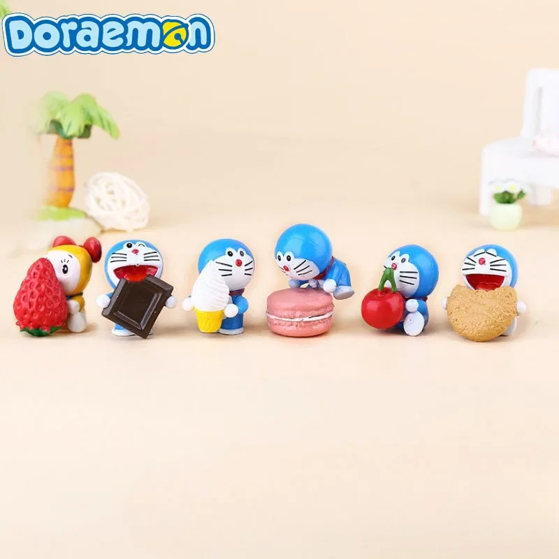 Nuevo 6 unids/set Kawaii Pvc Anime Doraemon figura de acción modelo pastel ornamento juguetes colección bonita regalo para decoración de niños