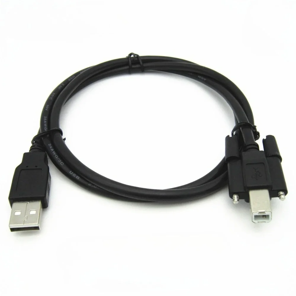 USB2.0 A Male To B Male Panel Mount Printer Cable With Fixing Screw Holes 1/1.5/3/5M For Scanner Industrial Equipment
