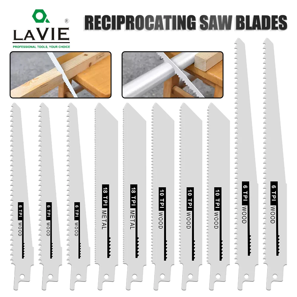 

LAVIE 10pcs Saw Blades Set Carbide Woodworking Wood Fibreboard Metal Cutting Reciprocating Power Tools Accessories st-JIG01T10A