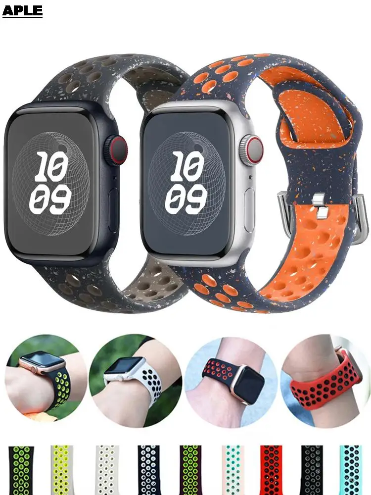 Correa de silicona para Apple Watch, Pulsera original de 44mm, 40mm, 45mm, 49mm, 41mm, 38mm, 42mm, iWatch ultra 2 series 7 3 5 4 6 se 8 9