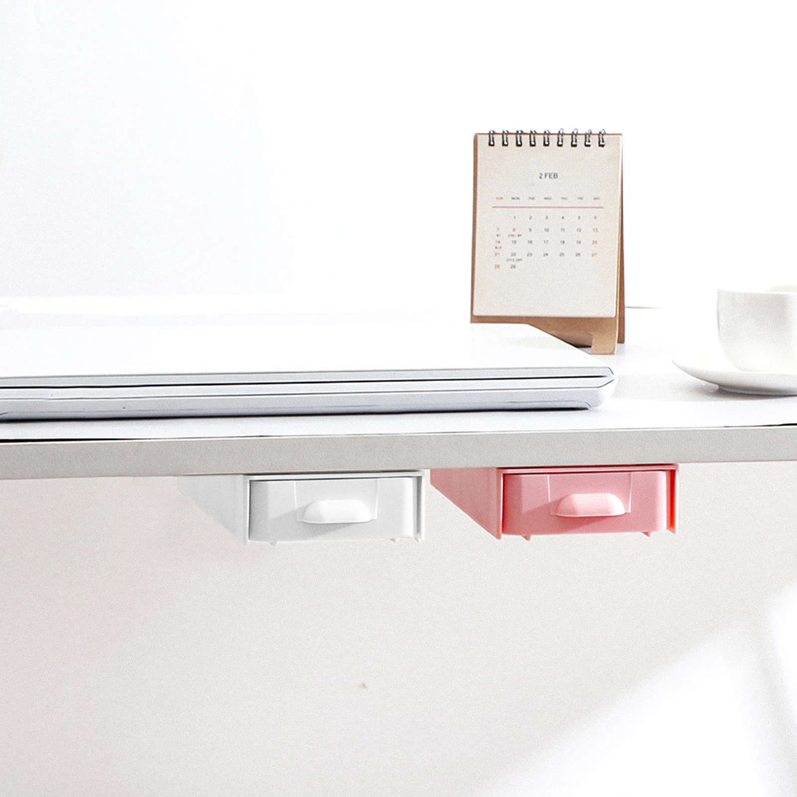 

2Pcs Hidden Drawer Organizer Under Table Durable Abs Material Storage Box For Pens Rulers Stationery