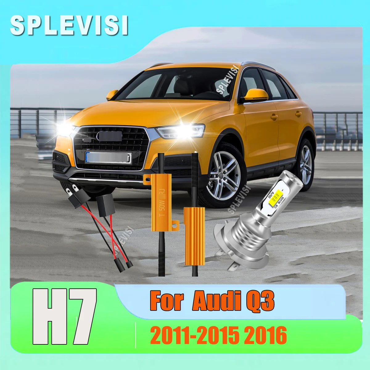 

LED H7 White 6000K Headlight Conversion Bulb Decoder Warning Canceller Kit For Audi Q3 2011 2012 2013 2014 2015 2016