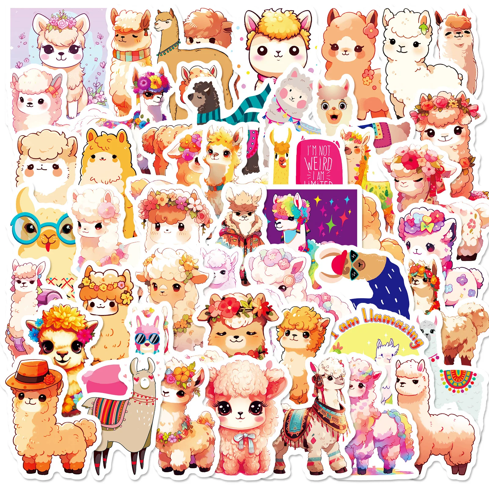 

10/30/50PCS Cute Alpaca Stickers Fuuny Animal Meme Graffiti Sticker Scrapbook Luggage Laptop Phone Car Bike Cartoon Decals Gift