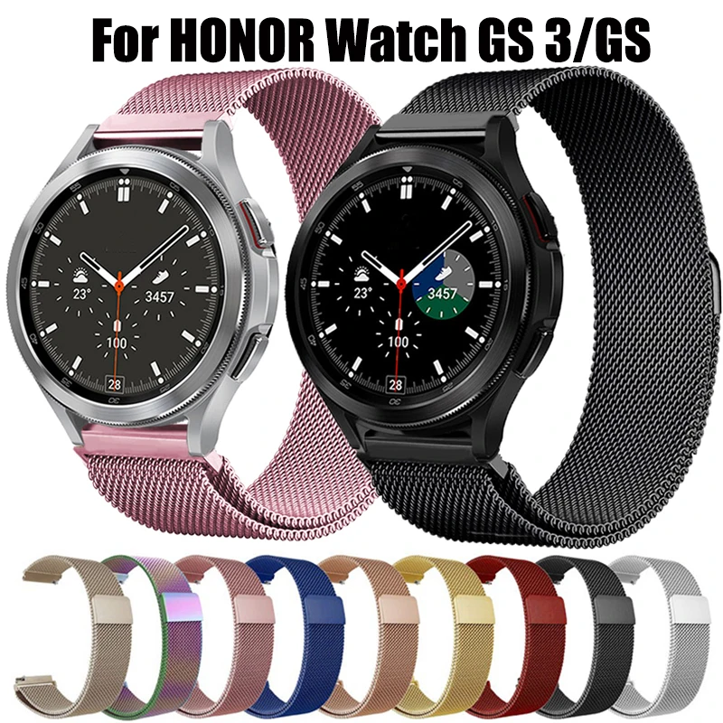 

Ремешок «Миланская петля» из нержавеющей стали для часов HONOR Watch GS3 GS Pro, металлический браслет для HONOR MagicWatch 2, 20/22 мм