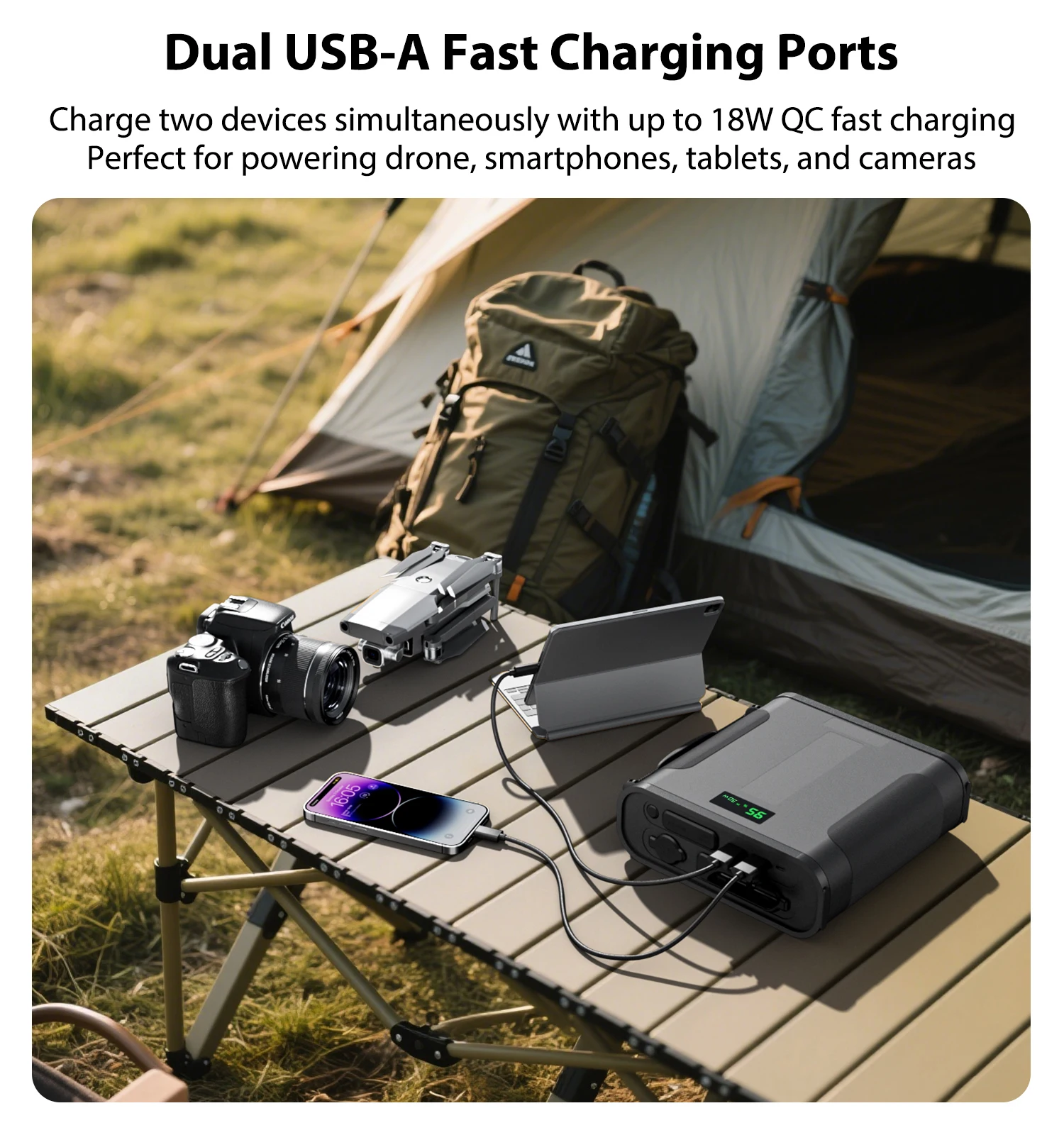 140000mAh LiFePo4 Portable Power Station with 12V Car Socket, MPPT 100W Solar Input, 30A Charging Big Anderson Plug for Outdoor