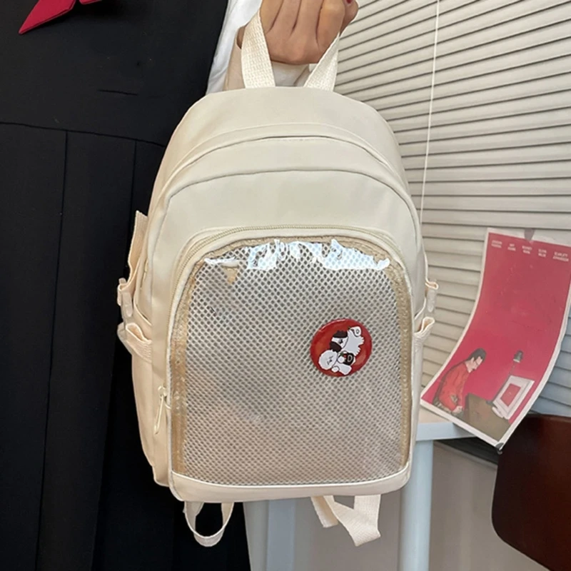 Tas Ransel Kecil Saku Bening Itabag Pelajar untuk Tampilan Pin Anime Seragam Wanita