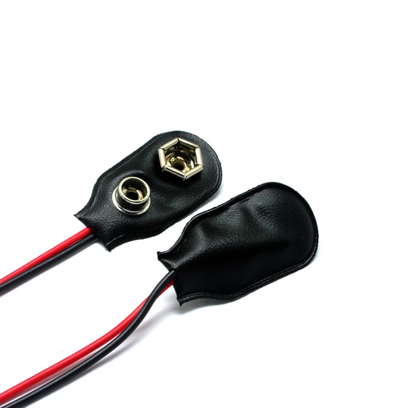 5pcs 10pcs 9V Battery Clips Connector with Wire and Black Leather Housing Buckle 9 Volt Battery Clip Connector Battery Holder