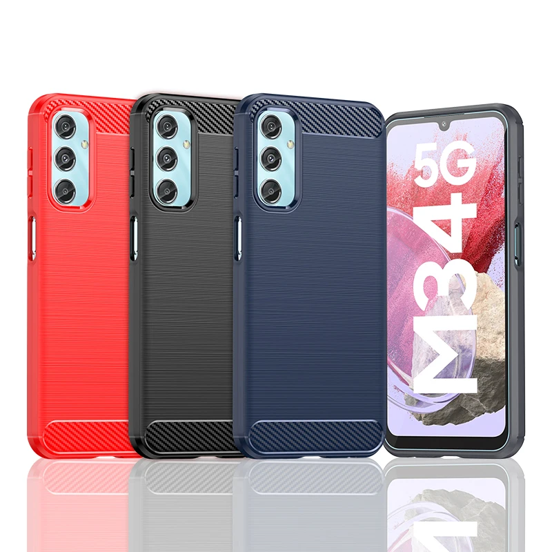 Thick Armor Shockproof Case For Samsung Galaxy M31 M32 M33 M34 M42 M44 M52 M53 M54 M55 M60S M62 Carbon Fiber Silicone Soft Cover