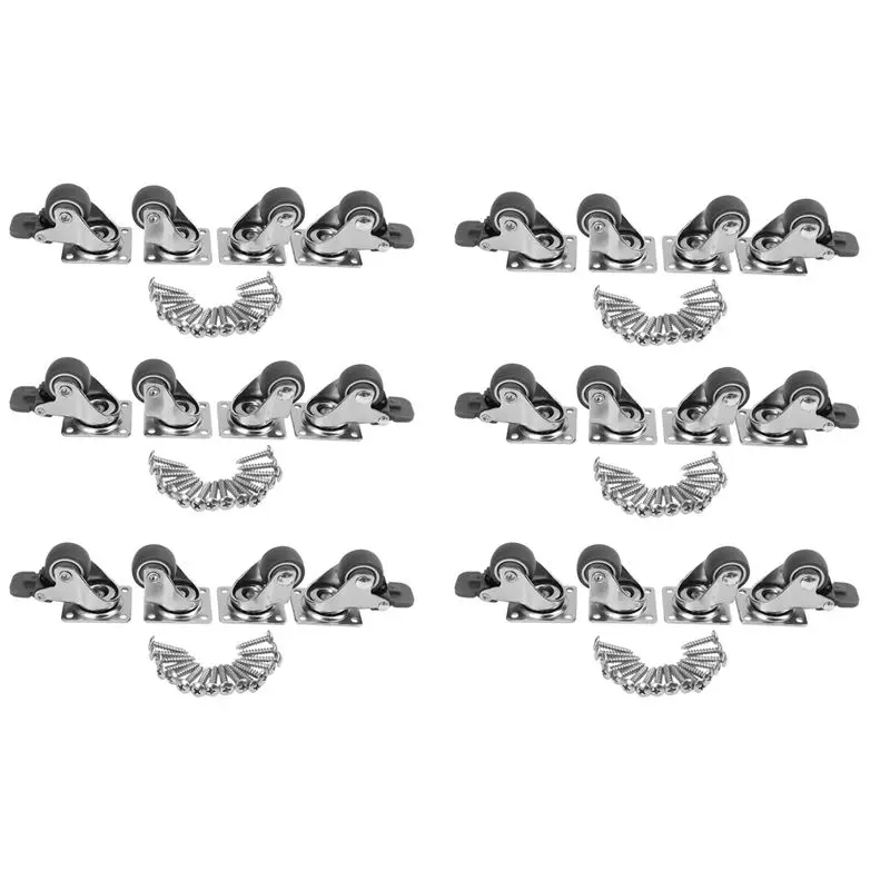 ab47-24-pack-de-roulettes-a-profil-bas-de-1-pouce-roulettes-pivotantes-en-caoutchouc-souple-avec-plaque-superieure-a-360-degres-capacite-totale-de-100-lb