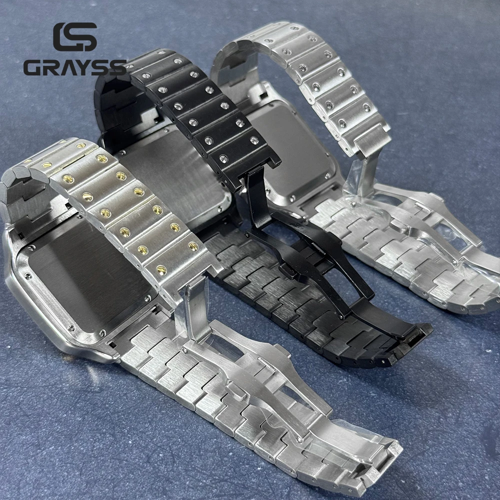 حافظة ساعة مربعة Santos NH35 38 مللي متر 316L ملحقات ساعة من الفولاذ المقاوم للصدأ أجزاء تعديل لحركات NH35 4R35 NH36 4R36