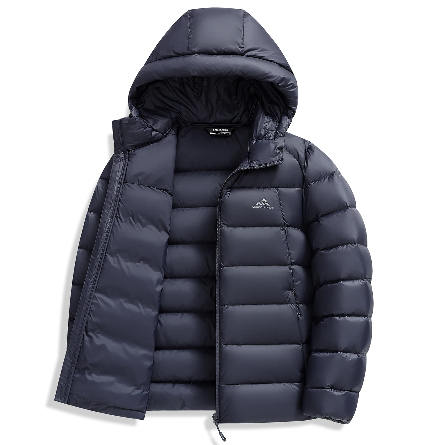 High-Quality Stylish Thickened Unisex Winter Hooded down Jacket 90% White Duck Feather Men's Ribbed Design Versatile Outerwear