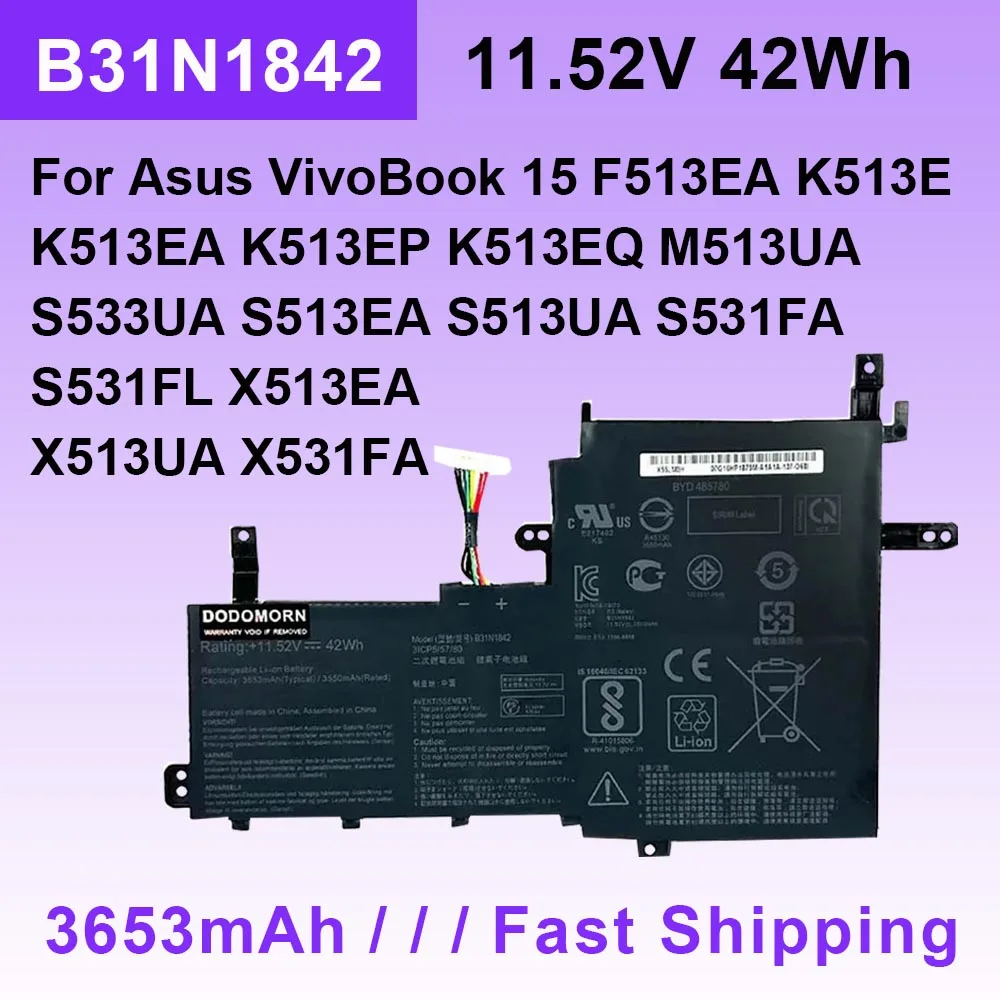 

B31N1842 Laptop Battery For ASUS VivoBook 15 F513EA K513E K513EA M513IA S513EA S531FA S531FL S533UA X513EA X513EQ X513UA X531FA