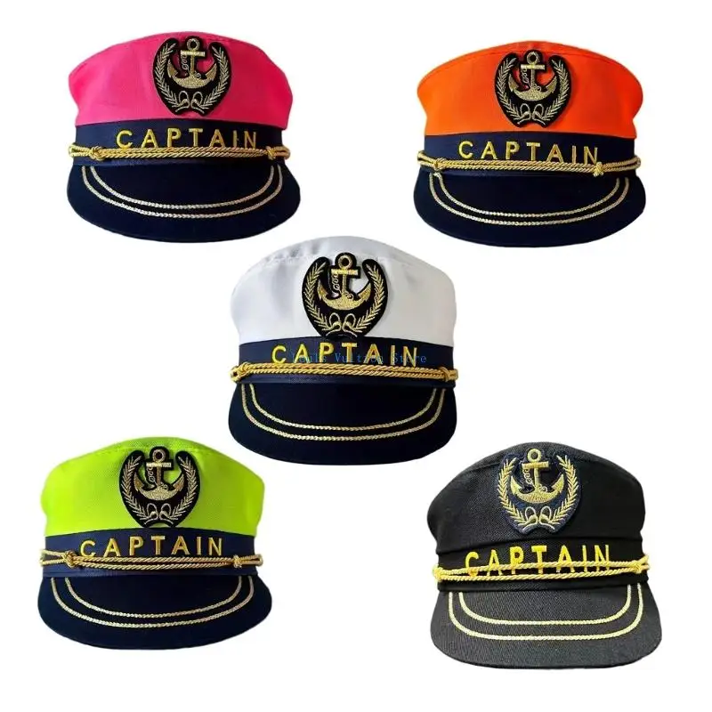 

L5YB Women Adjustable Captain Sailors Hat Breathable Cotton Lightweight For Daily Outings and Role Play