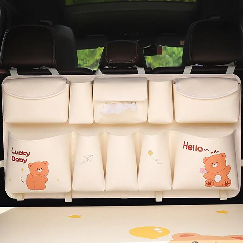 Seat Back Organizer Auto Backseat Storage Bag Space Saving Car Seat Organizer Cute Cartoon Car Seat Bag For Paper Towels Snacks