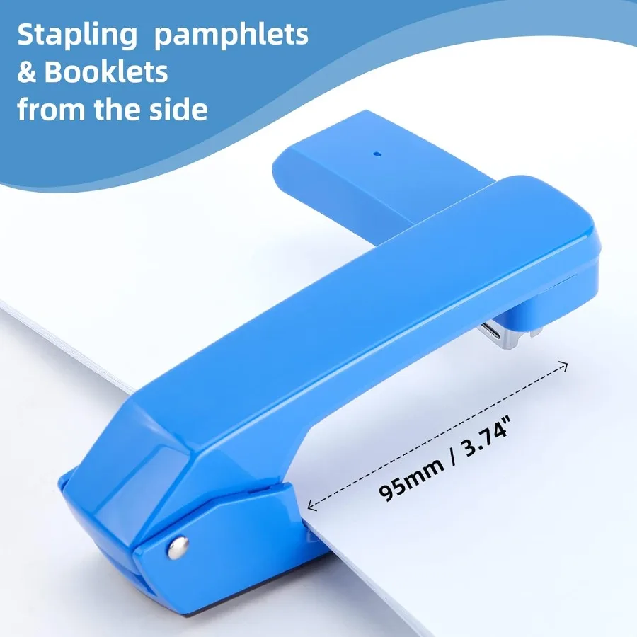 Cucitrice girevole SwingArm 25 fogli Capacità Rotazione di 360 gradi Graffetta da scrivania con 1000 graffette per libretto o rilegatura di libri Blu