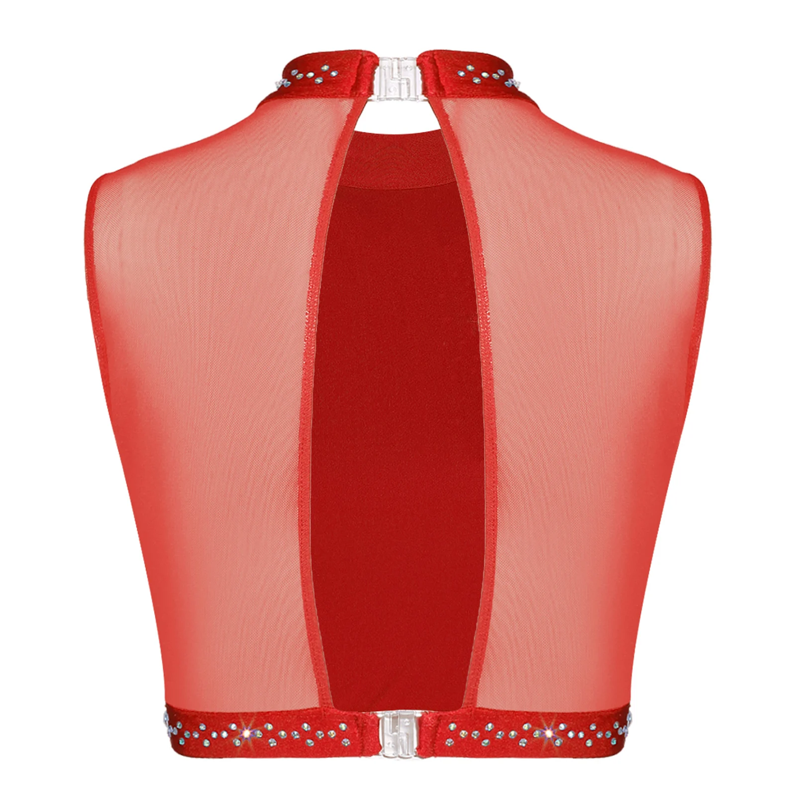 Women Ballet Dance Crop Top Modern Contemporary Lyrica Dancewear Sequins Embroidery Sleeveless Back Hollow Out Cropped Tank Top