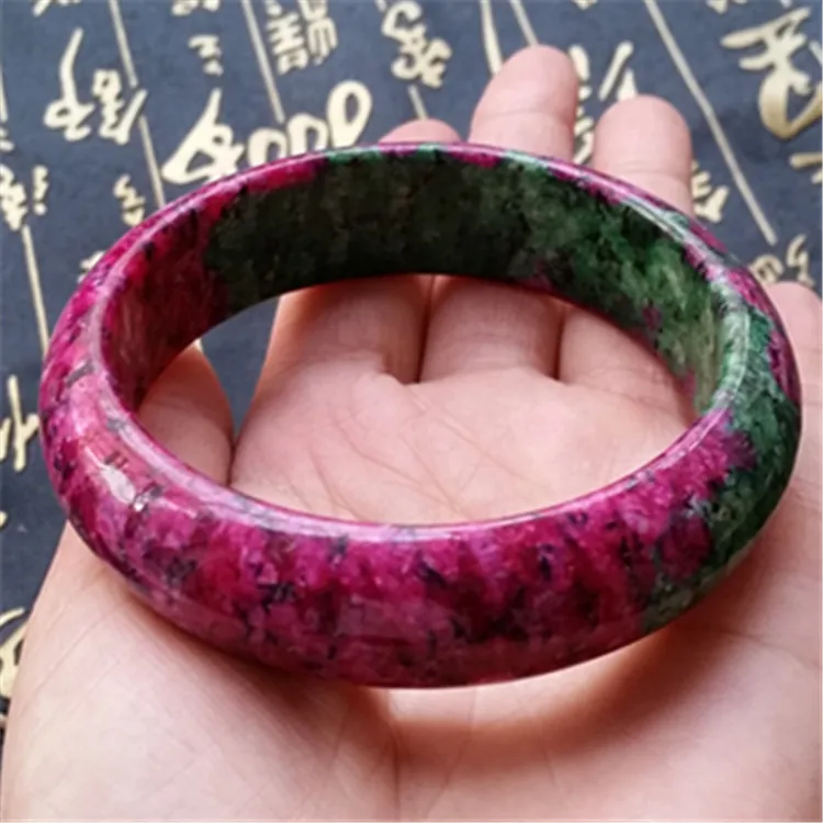 Natural Jade Peach Bangle Exquisite Polishing Plum Blossom Bracelet Red Green Fine Gemstone Jewelry For Women Gift Drop Shipping