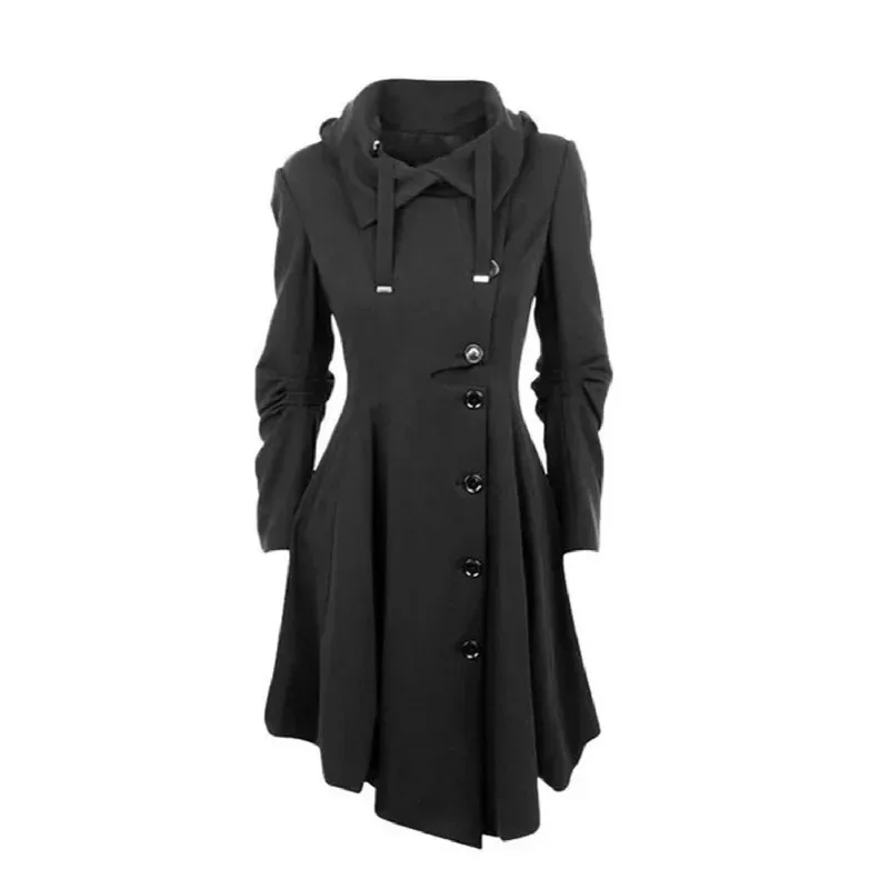 מעיל גותי מבצעי הביניים ויקטוריה אוברקוט טרנץ' ארוך צר אלגנטי Y2k סטריטוור וינטאג' אאוטוורס הלווין חגיגה קוסדיה