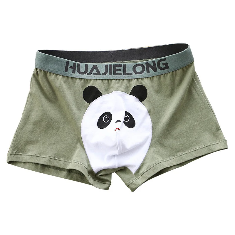 Yong Man Cotton Fashion Personality Cute Lovely Cartoon Panda Print Underwear Elasticity Breathable Soft Boxers Underpants