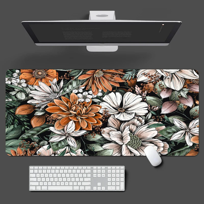 Large Game Mouse Mats XXL Keyboard Mousepad Gaming Accessories Flower Pattern Desk Pad Office Computer PC Gamer Laptop Deskmat