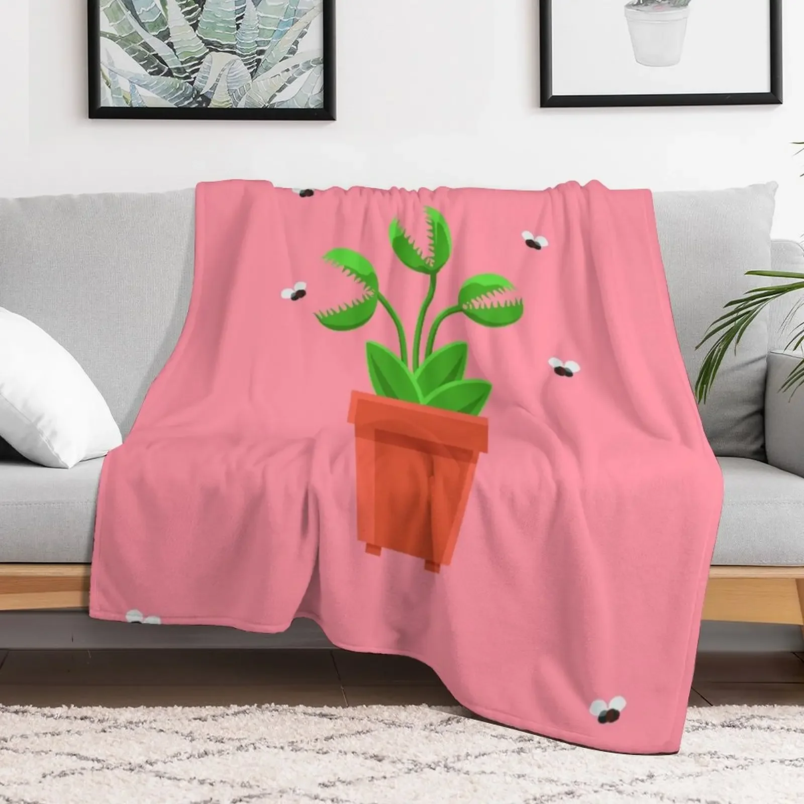 pink venus fly trap Throw Blanket Decorative Sofa heavy to sleep Stuffeds Blankets