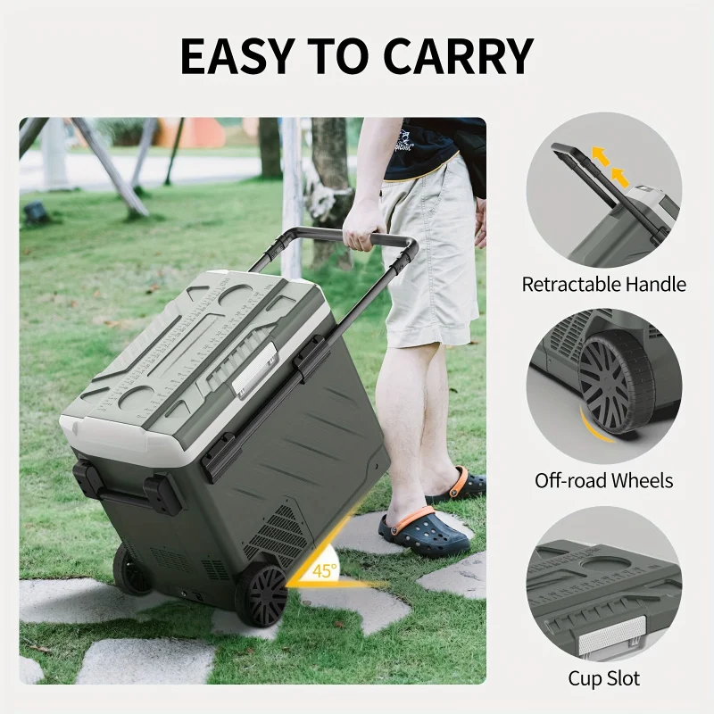 13.74 Gallon Dual Zone Portable Car Refrigerator, Compressor Driven for Camping, Home Suv、 Rv Outdoor Adventure